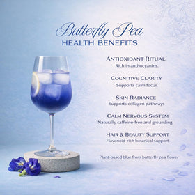 Queen Omi organic butterfly pea tea powder bag ready for home use.