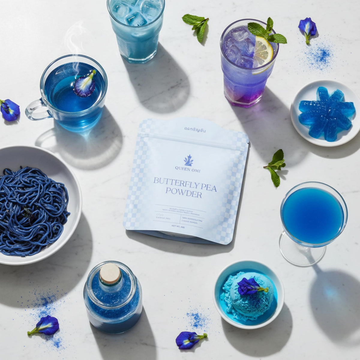 Queen Omi prepared tea in a cup with steam and inviting aroma.