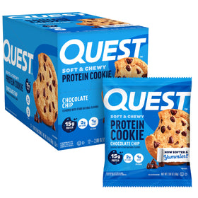 Quest Chocolate Chip Protein Cookie front packshot highlights 15g protein per serving.