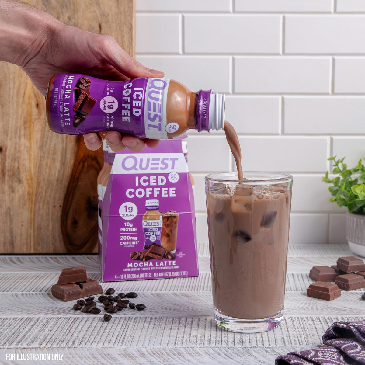 Quest Mocha Latte iced coffee caffeine kick powers focus during daily tasks