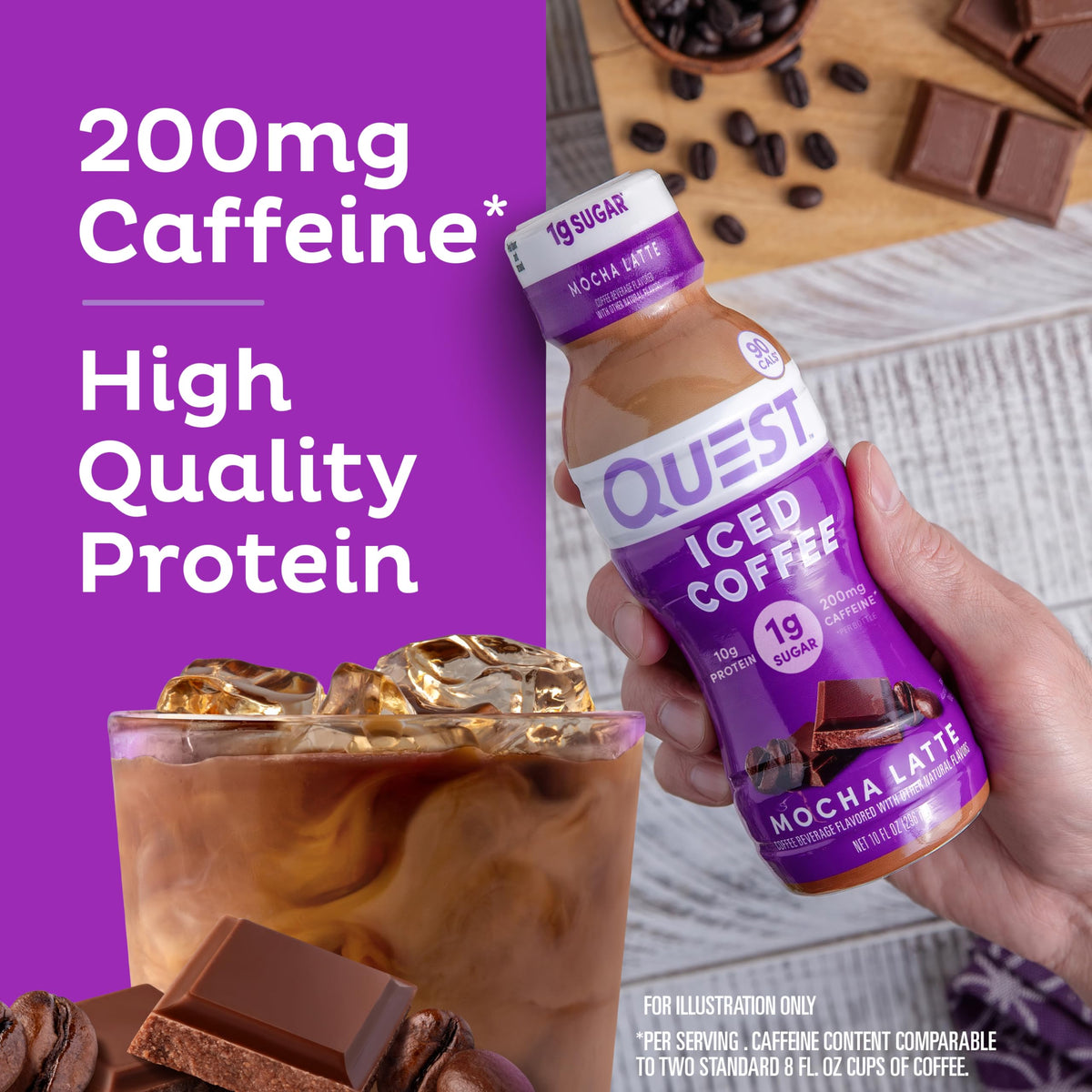 Quest Mocha Latte iced coffee in gym bag ready for post-workout refreshment
