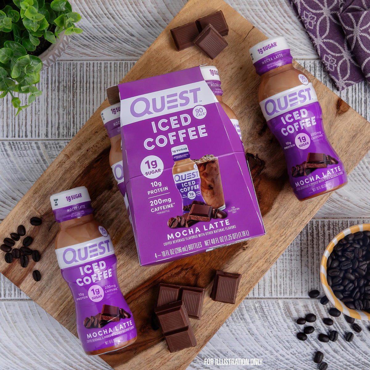 Quest Mocha Latte iced coffee served in cup delivers creamy taste at your desk