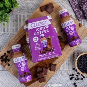 Quest Mocha Latte iced coffee served in cup delivers creamy taste at your desk