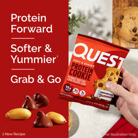 Protein scoop behind Quest Peanut Butter Chocolate Chip Cookie for fueling workouts
