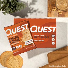 Quest Peanut Butter Protein Cookie desk snack for quick protein boost