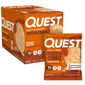 Quest Peanut Butter Protein Cookie soft bite highlighting indulgent texture for satisfying snack