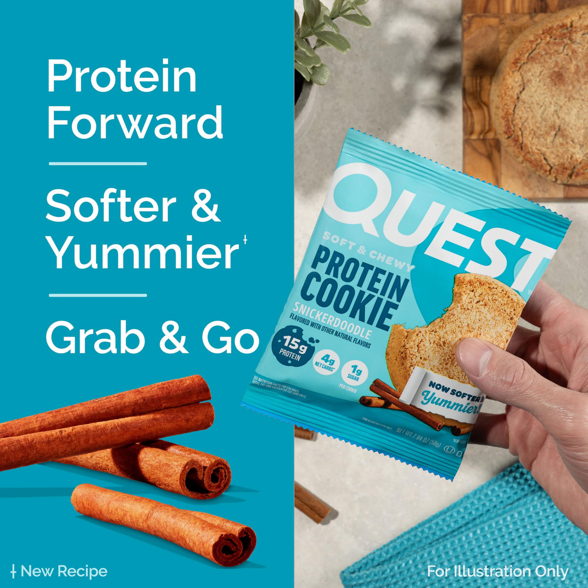 Quest Snickerdoodle protein cookies reveal soft center and spices