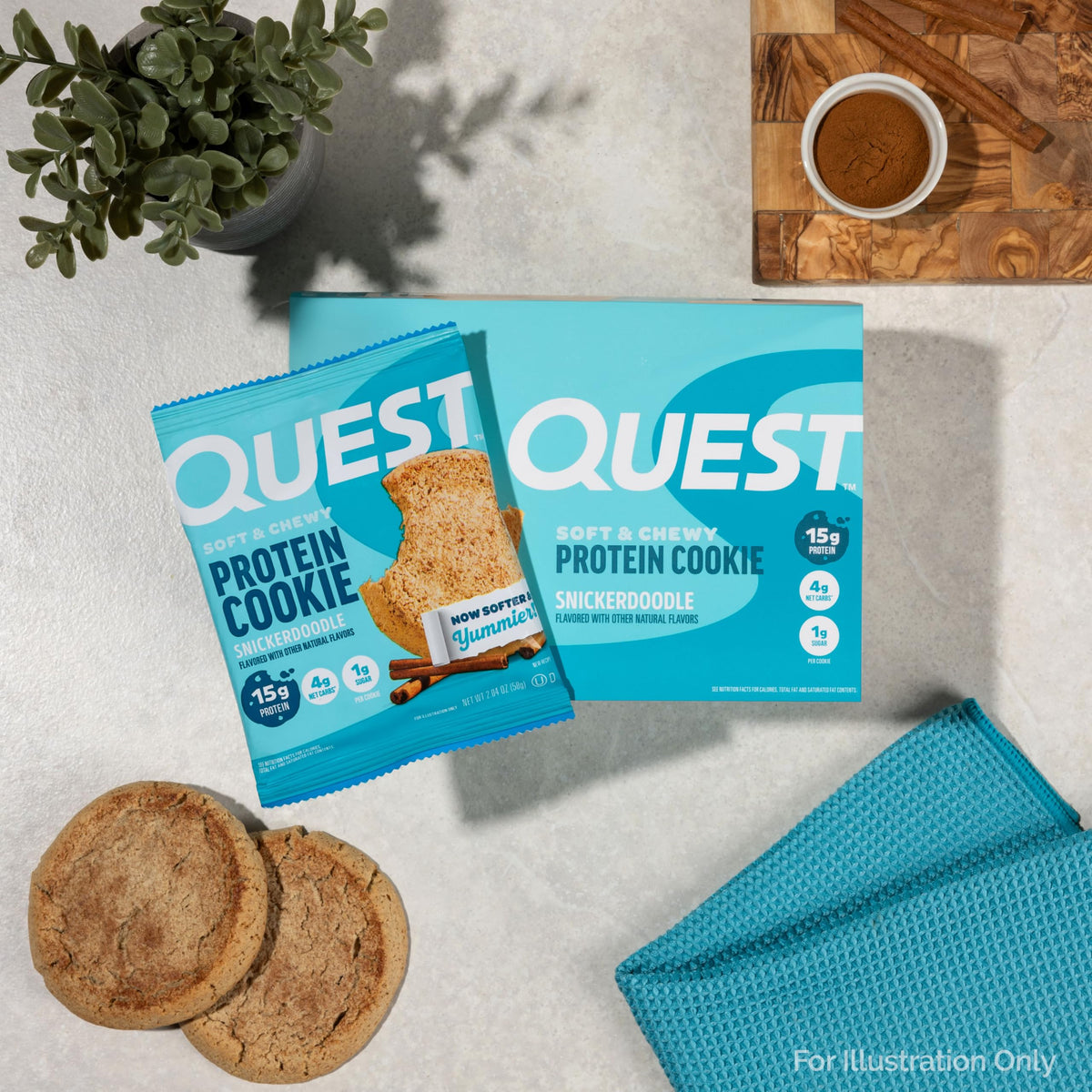 Quest Snickerdoodle cookie in a gym bag for post-workout refuel
