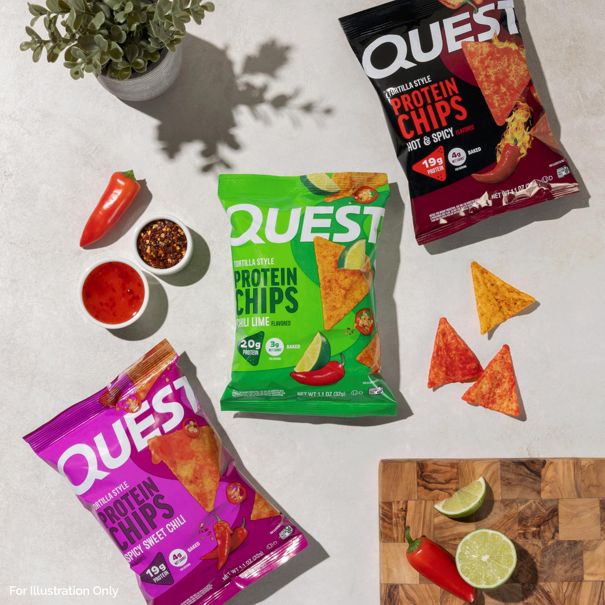 Quest variety pack back view, nutrition and flavor balance highlighted.