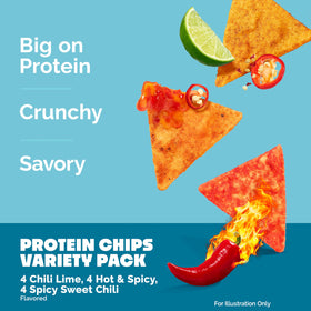 Quest Spicy Sweet Chili tortilla chips, front view, savory heat and sweetness.