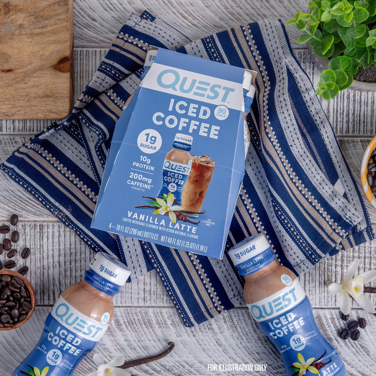 Quest Vanilla Latte iced coffee caffeine boost for an afternoon pick-me-up