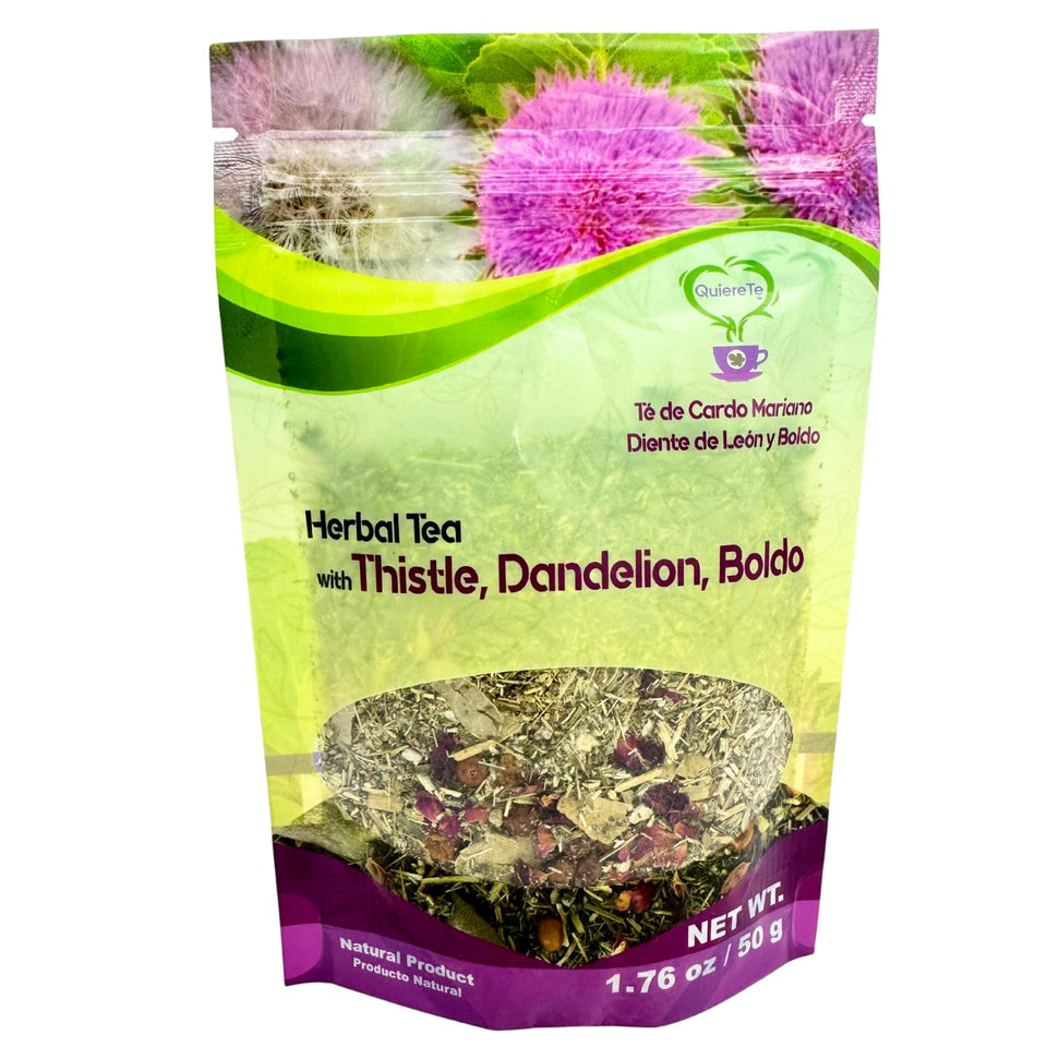 Quiere Te milk thistle blend with dried herbs for everyday wellness.