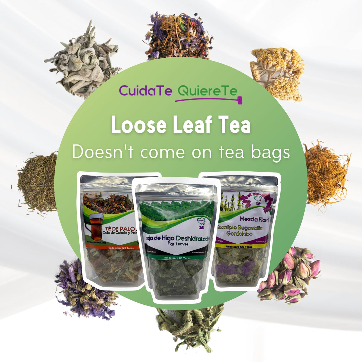 Quiere Te 50 g packaging highlights non-GMO and sugar-free.
