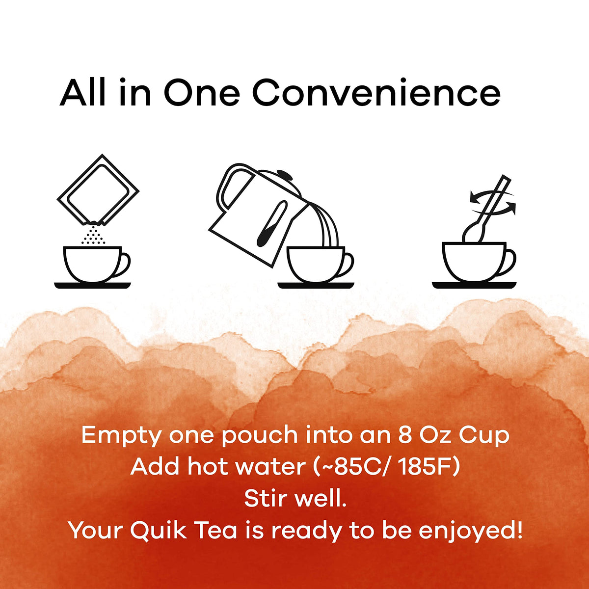Quik Tea Ginger Chai Latte prepared cup; warms the senses with ginger spice.