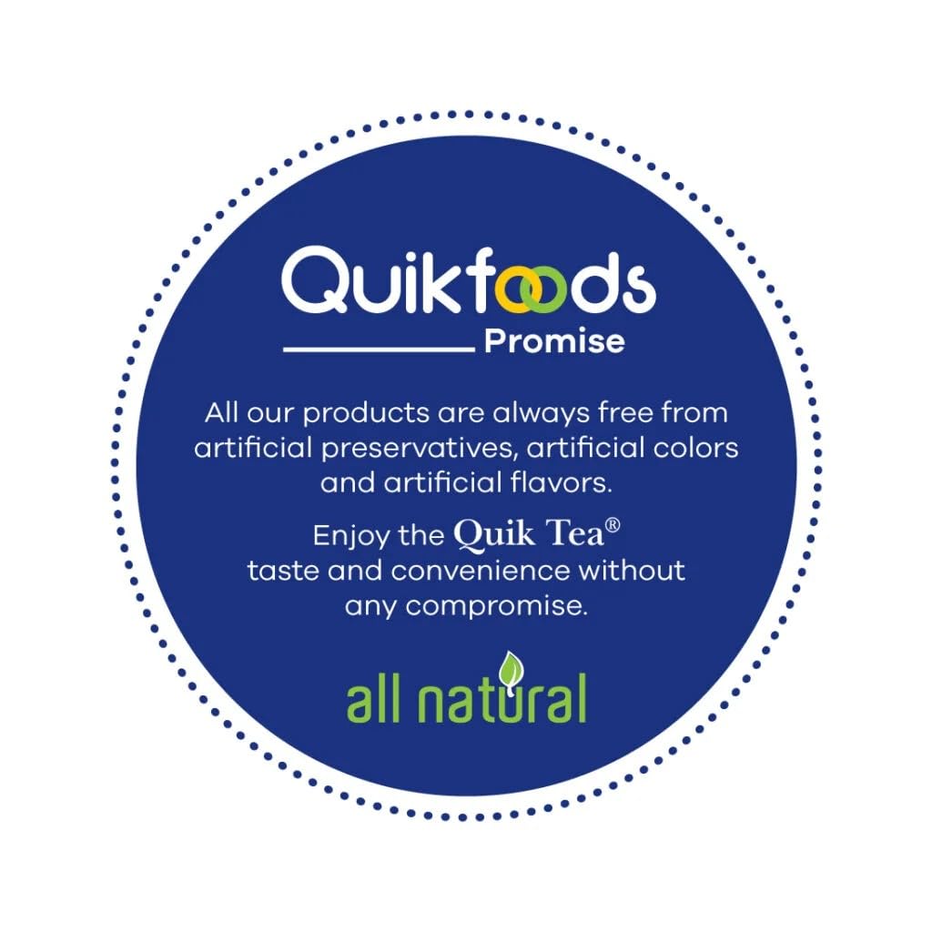 Quik Tea Plain Chai ingredients label highlights all-natural, kosher and non-GMO formula.