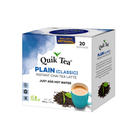 Quik Tea Plain Chai instant cup with hot water delivers café-style warmth fast.