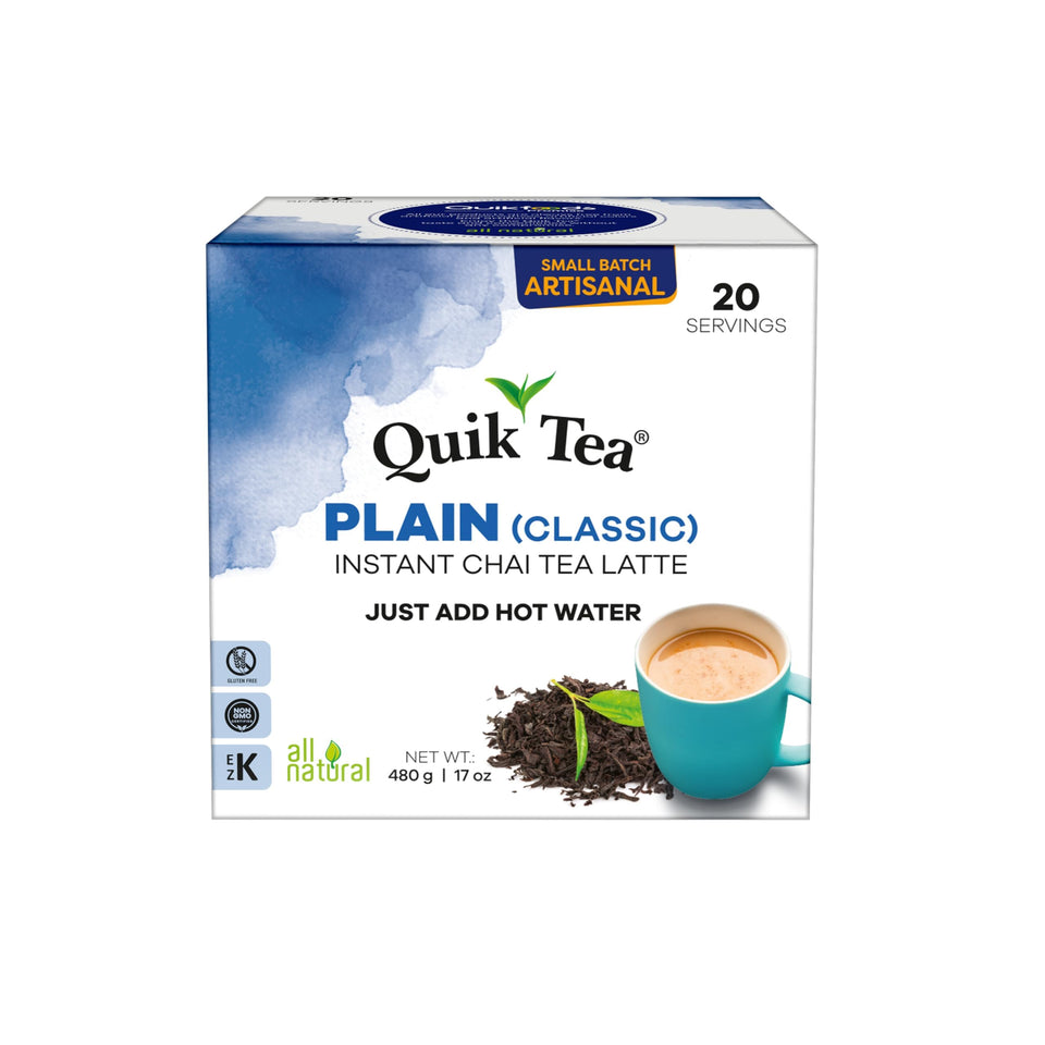 Quik Tea Plain Chai Latte 20-count pack ready to mix for quick chai at home.