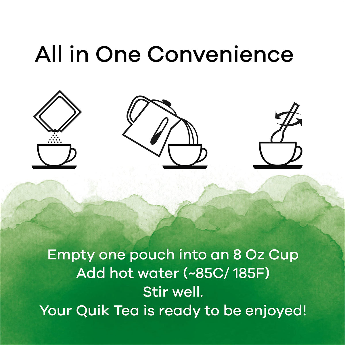 QuikTea Cardamom chai latte cardamom pods and tea leaves.