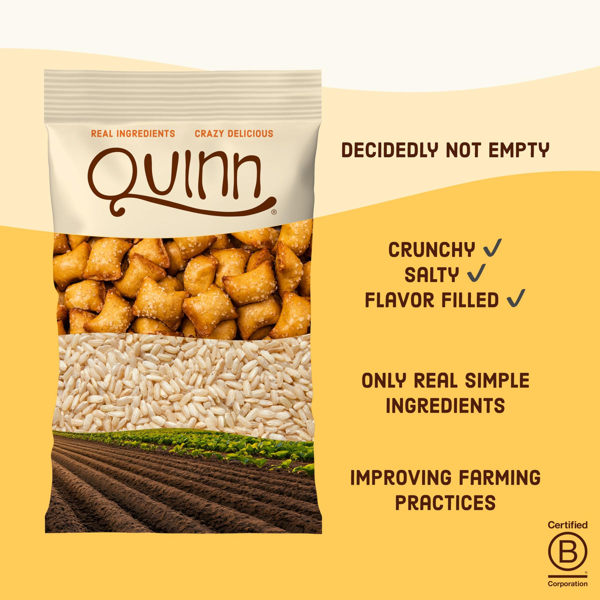 Non-GMO badge on Quinn packaging for transparent ingredients