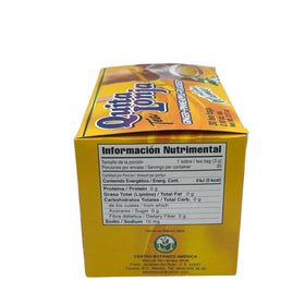 QUITA LONJA ingredients highlight ginger, pineapple, and flaxseed for a plant-based tea blend.