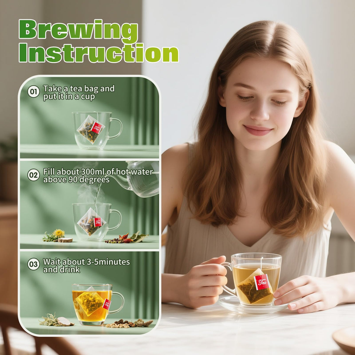 QUMIOBU Tea cup with steam evokes a relaxing ritual after meals.