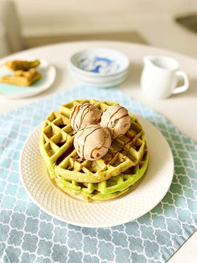 Quoc Viet Foods pandan waffle mix gift box with vibrant packaging.