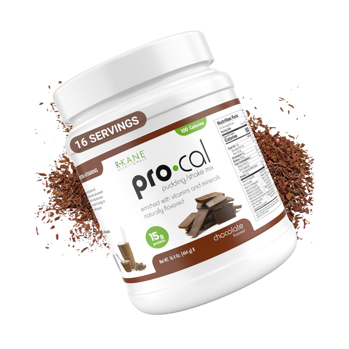 R-Kane Pro-Cal Chocolate tub highlights high-protein, low-calorie meal replacement