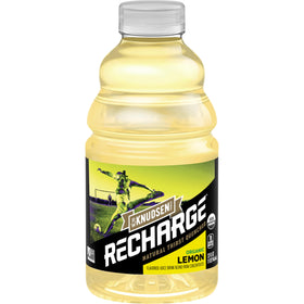 R.W. Knudsen Recharge Lemon bottle ready for workout hydration.