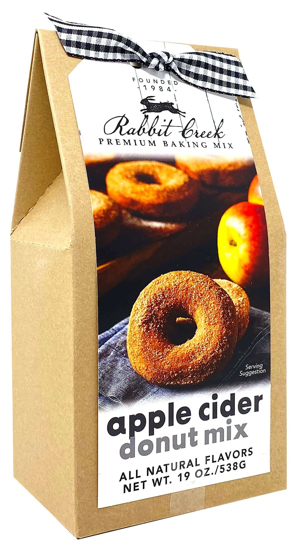 Rabbit Creek Apple Cider Donuts Mix packaging for convenient at home baking