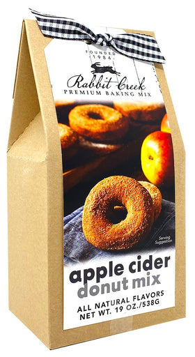 Rabbit Creek Apple Cider Donuts Mix packaging for convenient at home baking