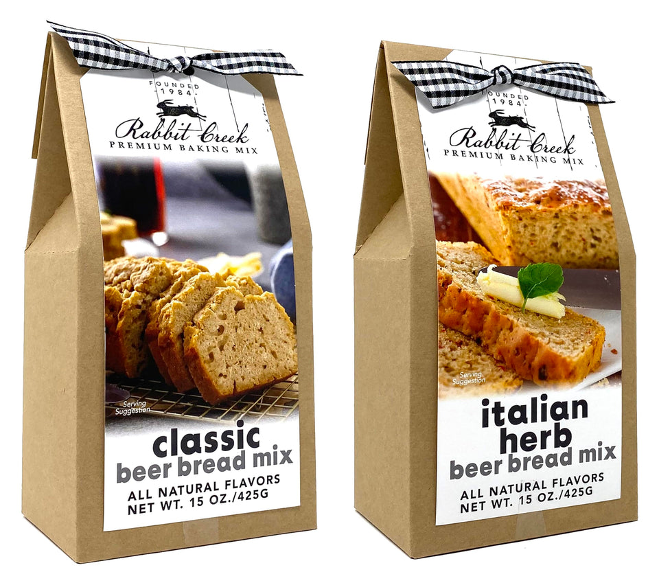 Rabbit Creek beer bread classic mix box, quick and easy to prepare at home.