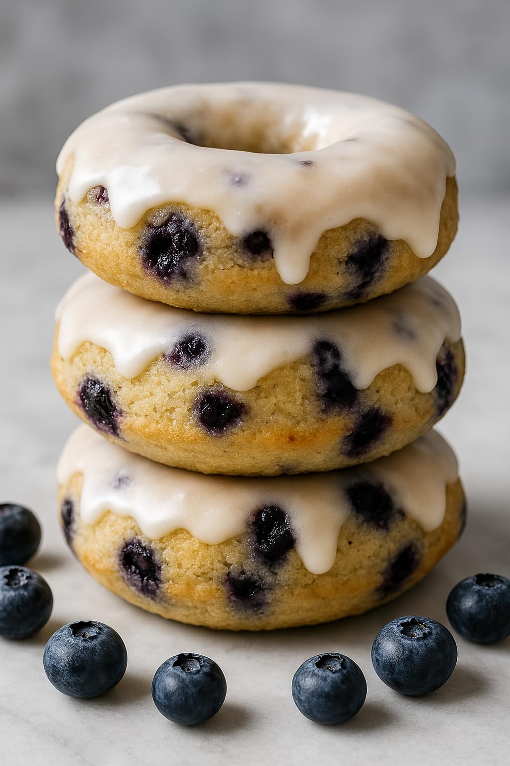Rabbit Creek Blueberry Donuts Mix glaze being poured for a glossy finish