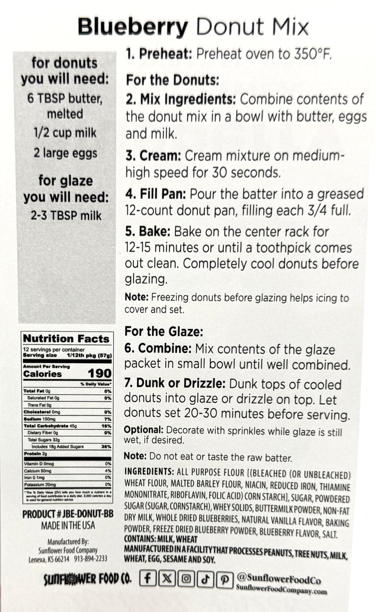 Rabbit Creek Blueberry Donuts Mix close-up blueberries highlighting real fruit flavor