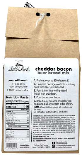 Rabbit Creek Cheddar Bacon beer bread mix offers savory cheddar with bacon bits