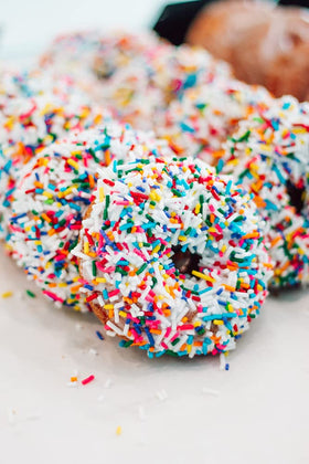 Rabbit Creek Confetti Donuts Mix ready donuts, enjoy fresh treats baked in minutes.