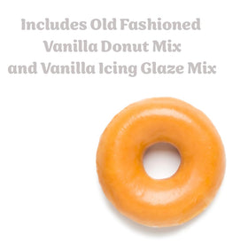 Rabbit Creek donut glaze included, glazing glossy vanilla donuts after bake.