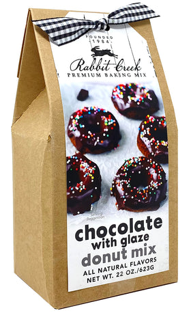 Rabbit Creek chocolate glazed donuts mix ready to bake at home.