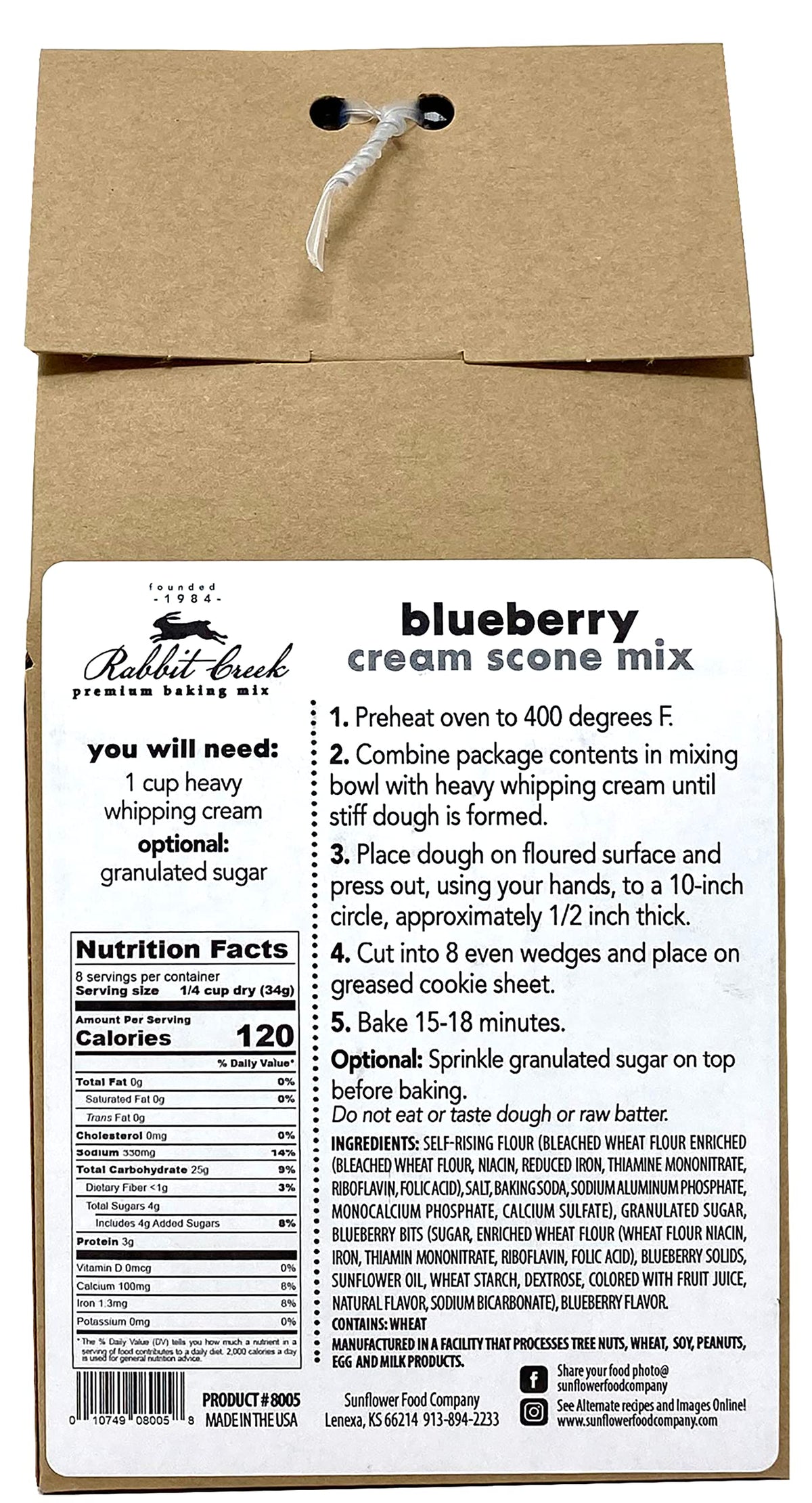 Rabbit Creek Cherry Almond Cream Scone Mix packaging, perfect for cozy brunches.