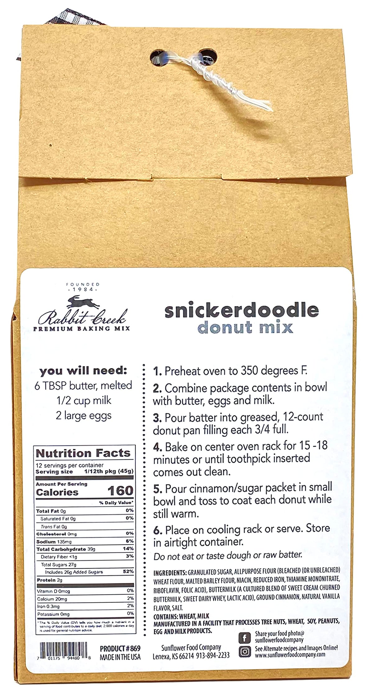 Rabbit Creek Snickerdoodle dusting sugar included for a classic donut finish.