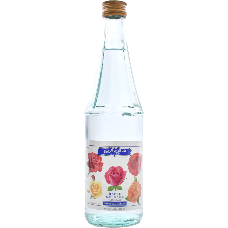 Rabee Rose Water bottle 15oz highlighting natural aroma for cooking and beverages