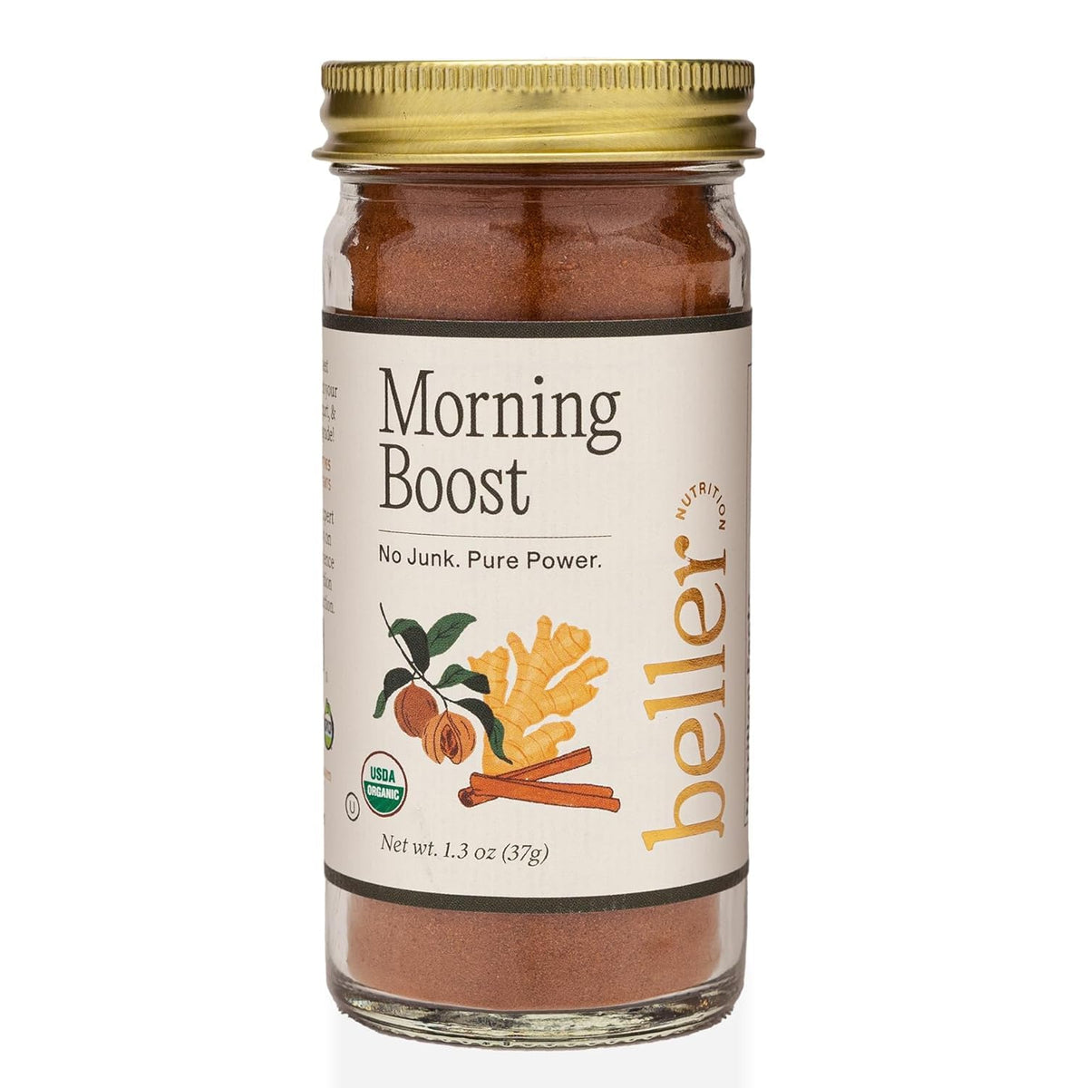 Rachel Beller's Power Pantry Morning Boost jar adds warm cinnamon flavor to breakfasts.
