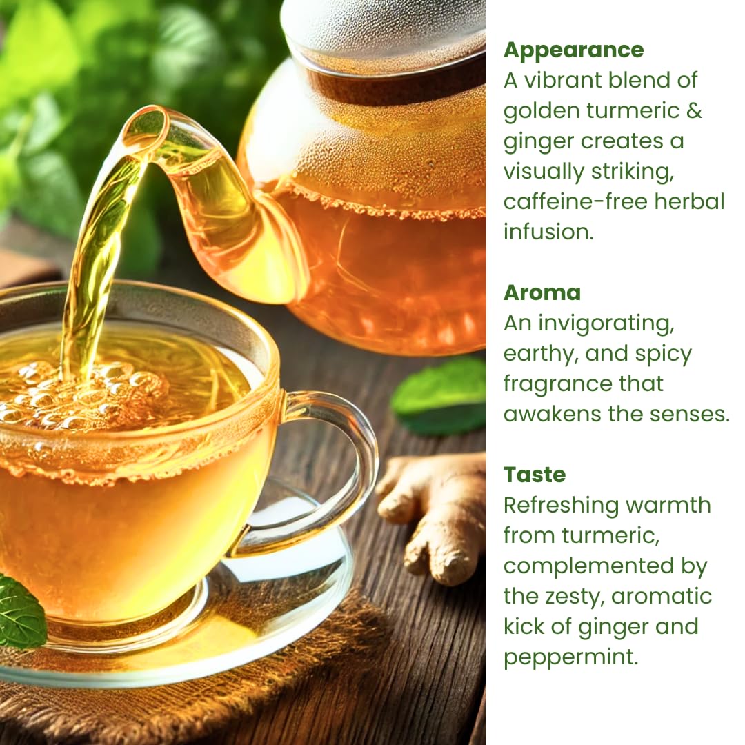 Rachelstea ingredients turmeric wild yam chamomile fennel displayed for flavor.