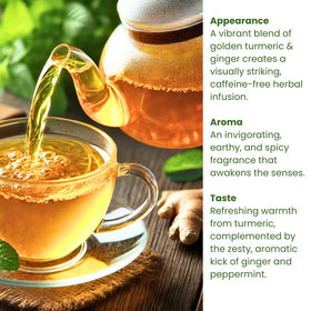 Rachelstea ingredients turmeric wild yam chamomile fennel displayed for flavor.