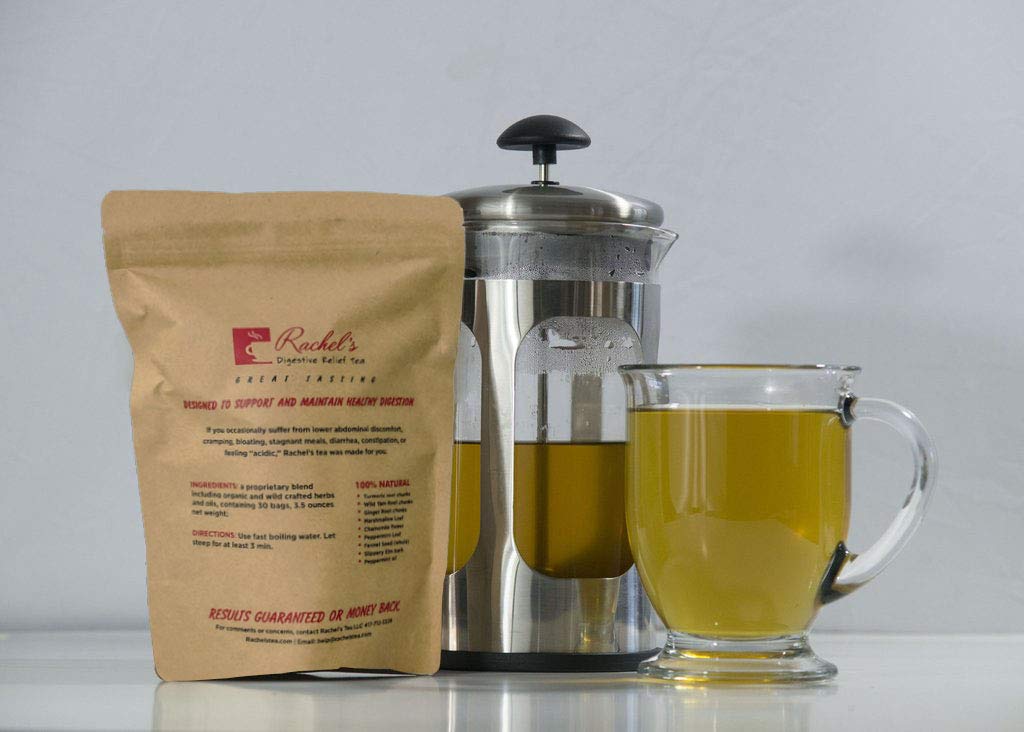 Rachelstea mug with steeped tea and steam