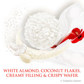Raffaello cream-filled wafer shell highlights crisp texture and velvety filling