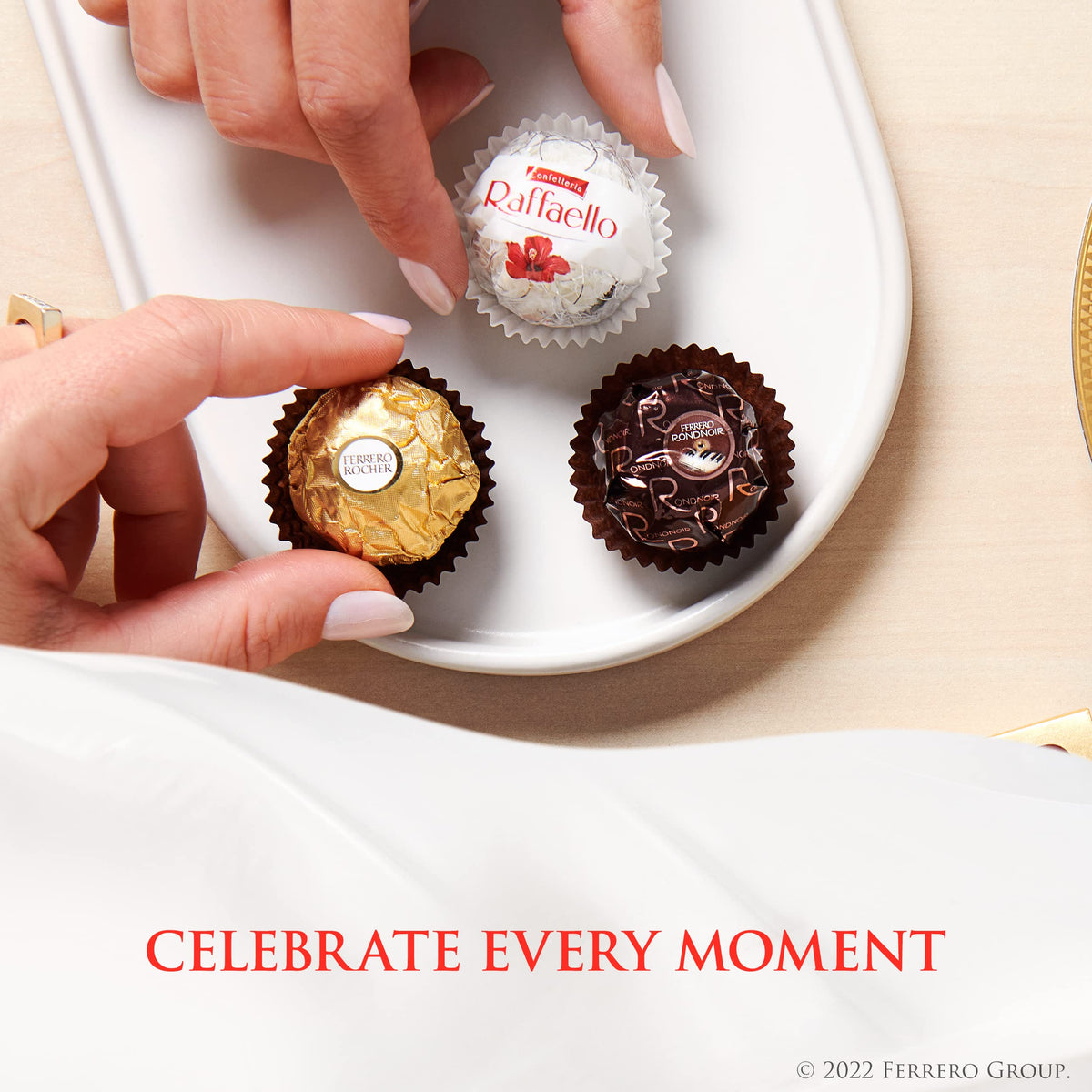 Raffaello gift box presentation, elegant setup for celebrations and gifting