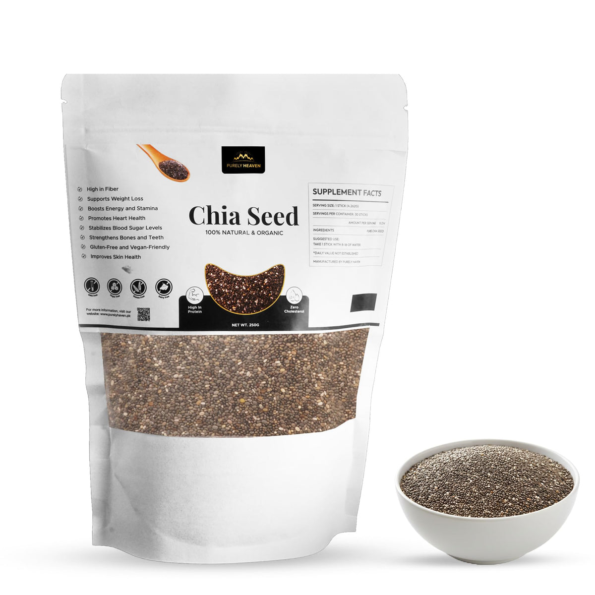 RAFFINO Purely Haven chia seeds close-up for daily digestion