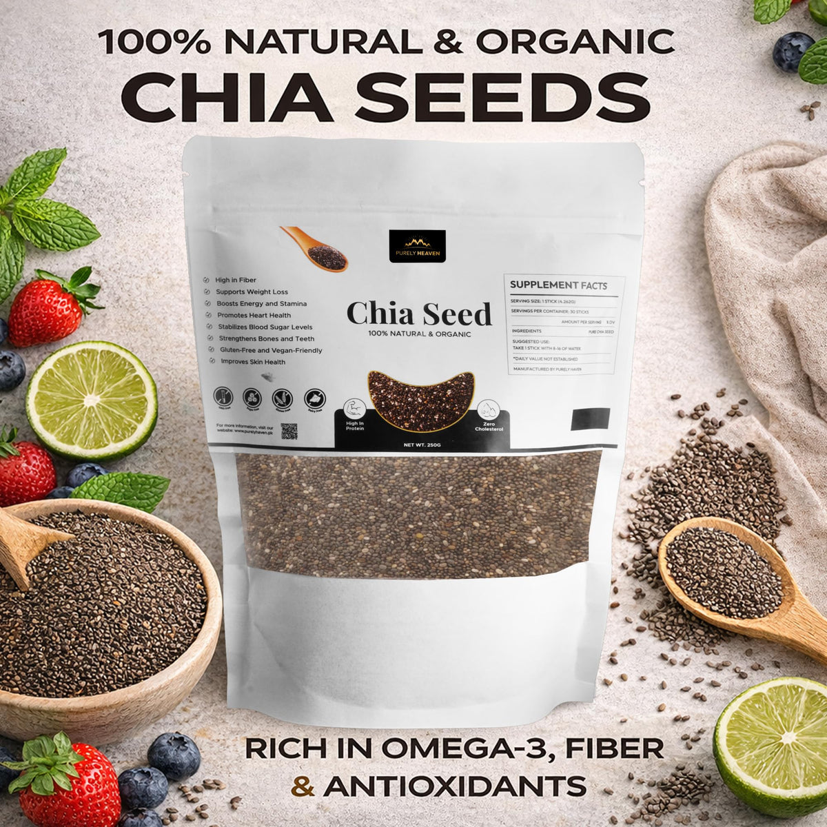 RAFFINO Purely Haven chia seeds on yogurt with fiber boost