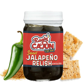 Cream cheese dip topped with Sweet Jalapeño Relish for a tangy spread