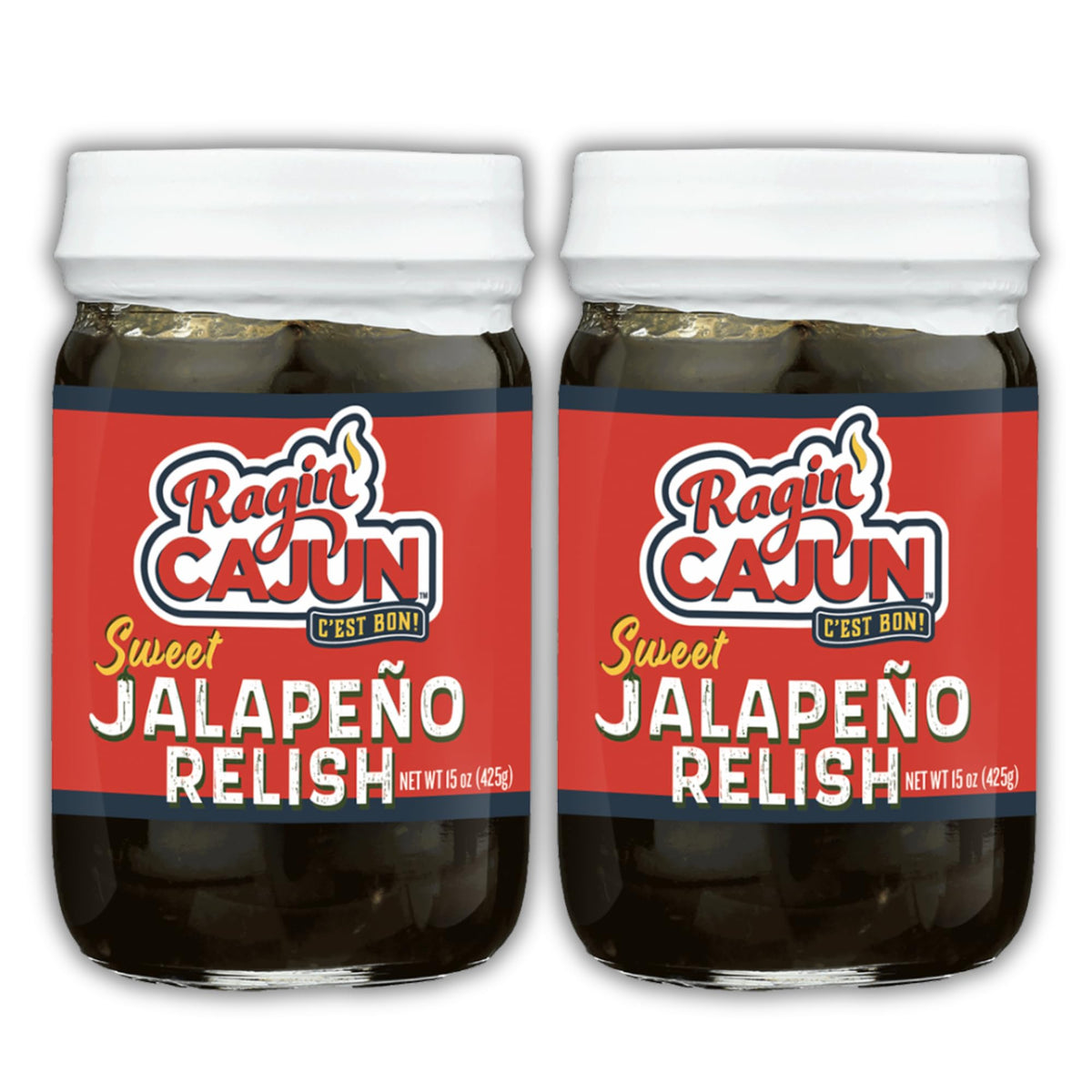 Ragin' Cajun Sweet Jalapeño Relish bottle front view highlighting bold flavor
